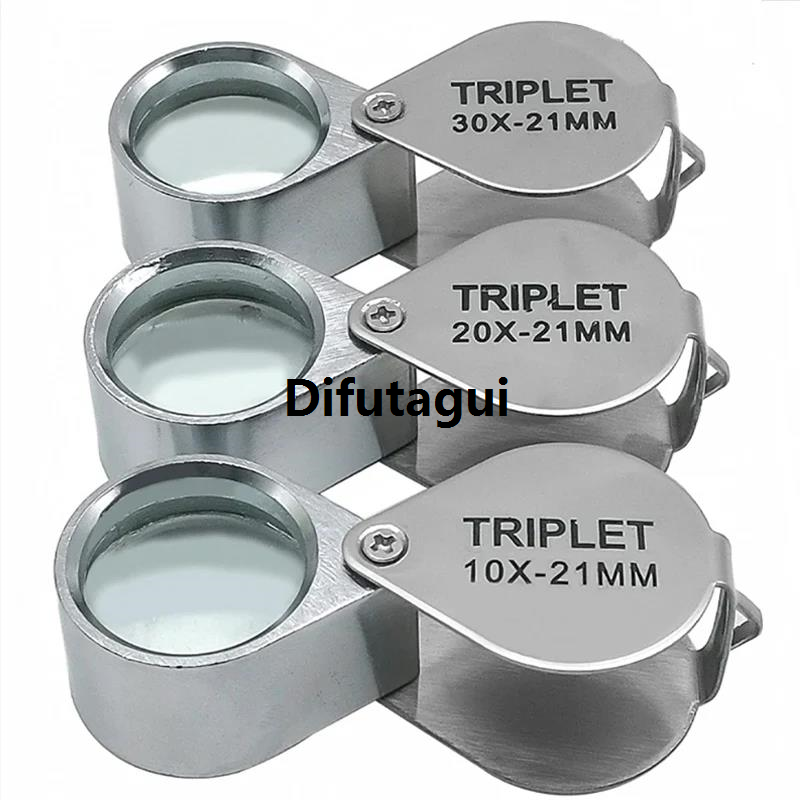Difutagui Fashion Magnifier Reading Tool Glasses Jeweler TripletLupa Foldable Original Magnifier 30X-10 Pocket Jewelry Magnifying Glass Diamond
