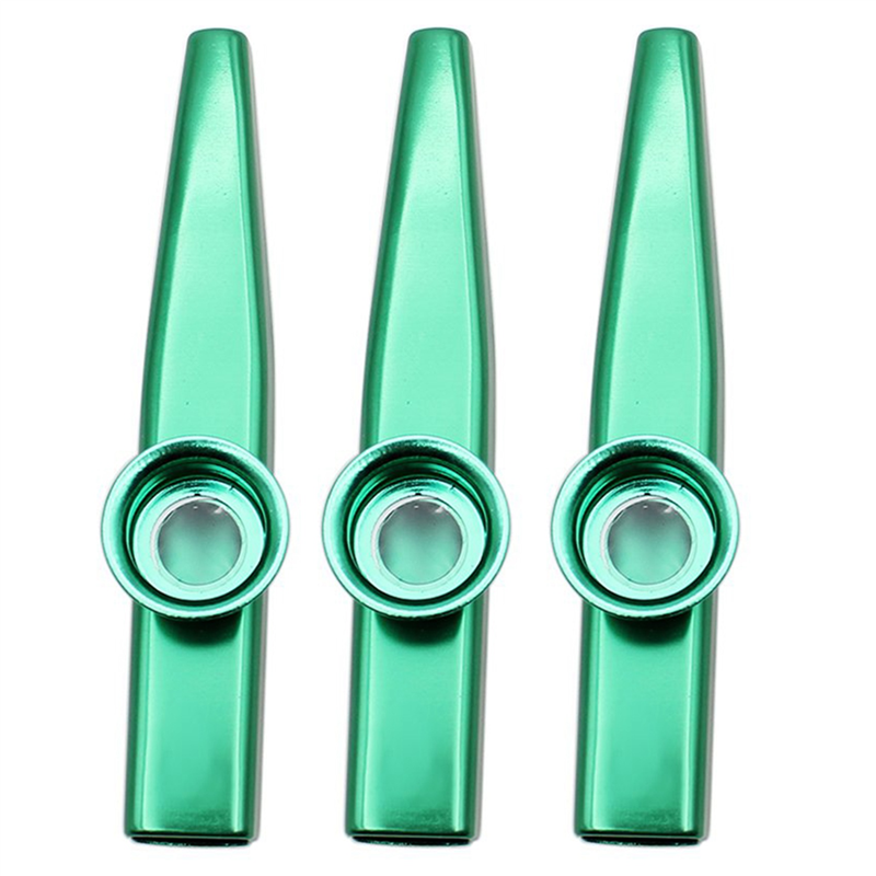 FORIDE 3X Kazoo Aluminum Alloy Metal with 15 Pcs Gifts Flute Diaphragm for Children Music-Lovers-Green
