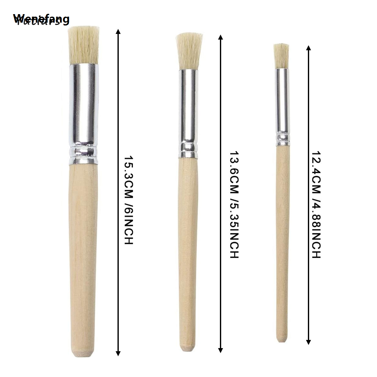 Wenefang 6pcs Stencil Paint Brushes Set, Bristle Hair Wooden Handle Perfect Luxury ForDIY Crafts Watercolor, Oil, And Acrylic Painting