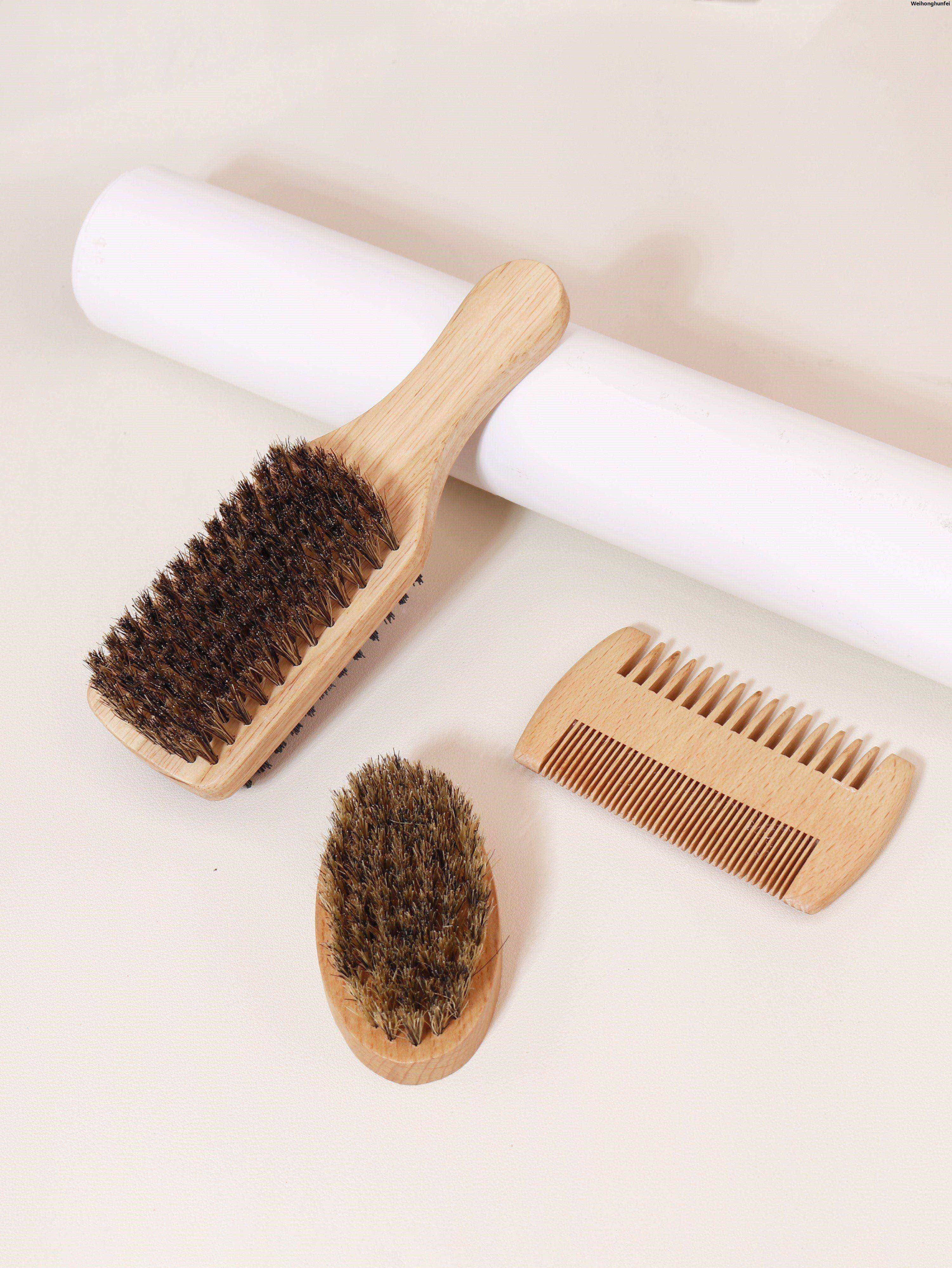 WeihonghunfeiBeard, Brush Beard Salon Professional Wooden Handle Fitting 3 Men Durable Softens Facial Hair, Care Bargain price