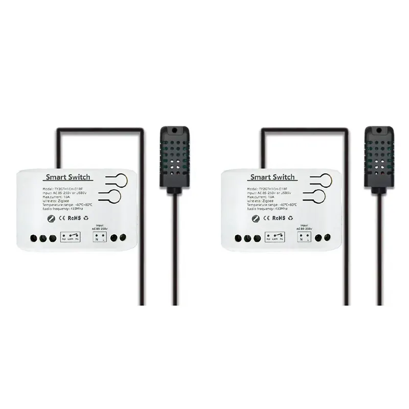 2X Tuya Zigbee 1 Gang Smart Switch with Temperature Humidity Sensor,Tuya Smart Life APP, AC85-250V