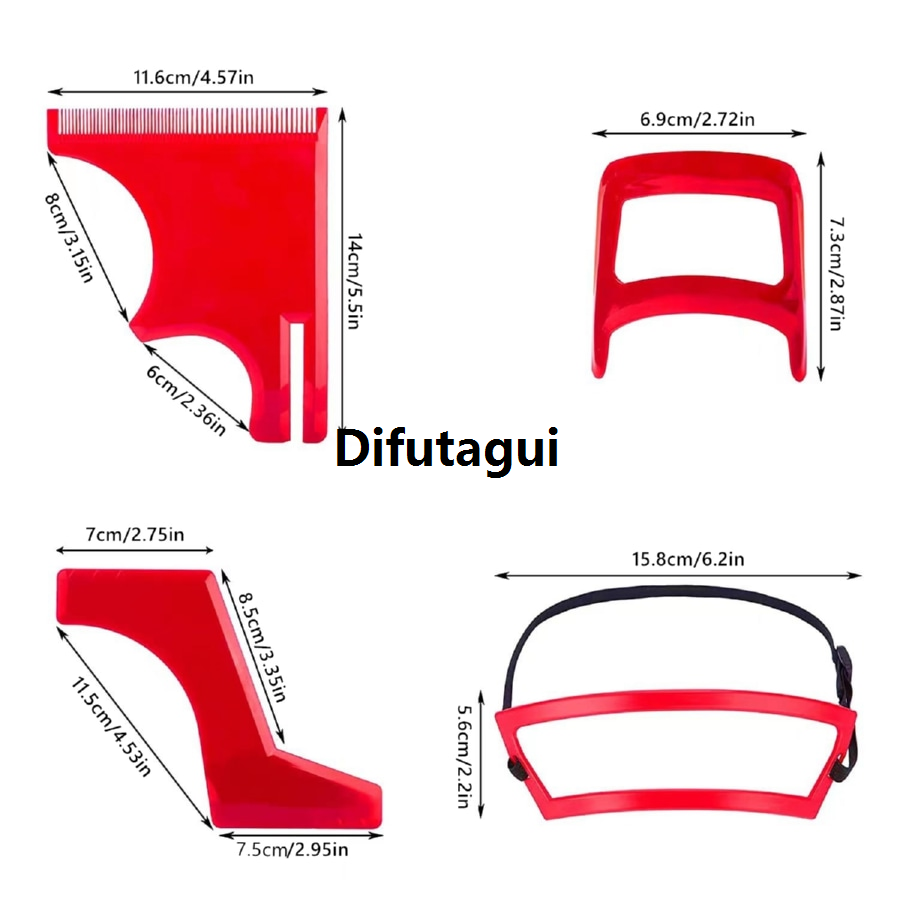 Difutagui Template, comb grooming, kit styling 4-in-1 beard perfect Hot Selling beard styling hairstyle comb, neckline guide full beard