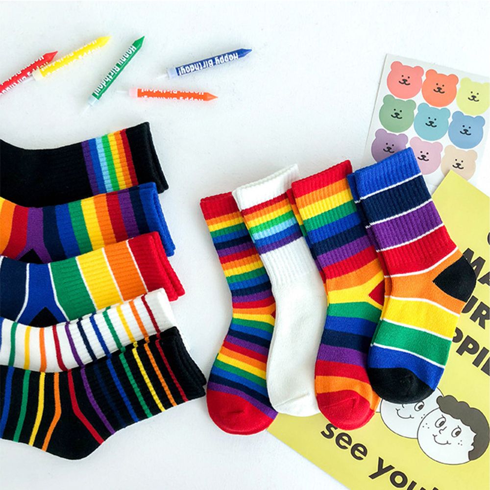 Autumn Baby Kids Comfortable Soft Long Sock Girls Children Socks Ankle Sweet Rainbow