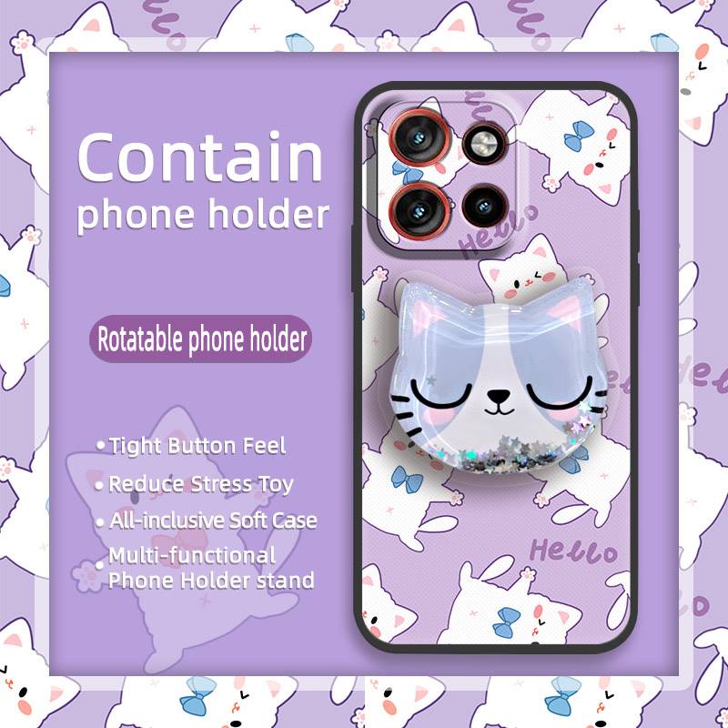 Cartoon Durable Phone Case For MOTO G56 5G Rotatable stand Phone lens protection Dirt-resistant Waterproof Simplicity