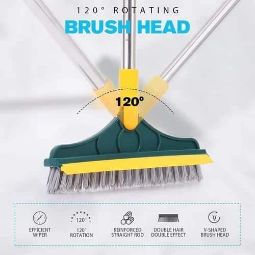 Multicolor 2 In 1 Tile Cleaner Brush With Scraper, Long Handle Floor Wiper Rotatable Bathroom Kitchen Floor Cleaner
