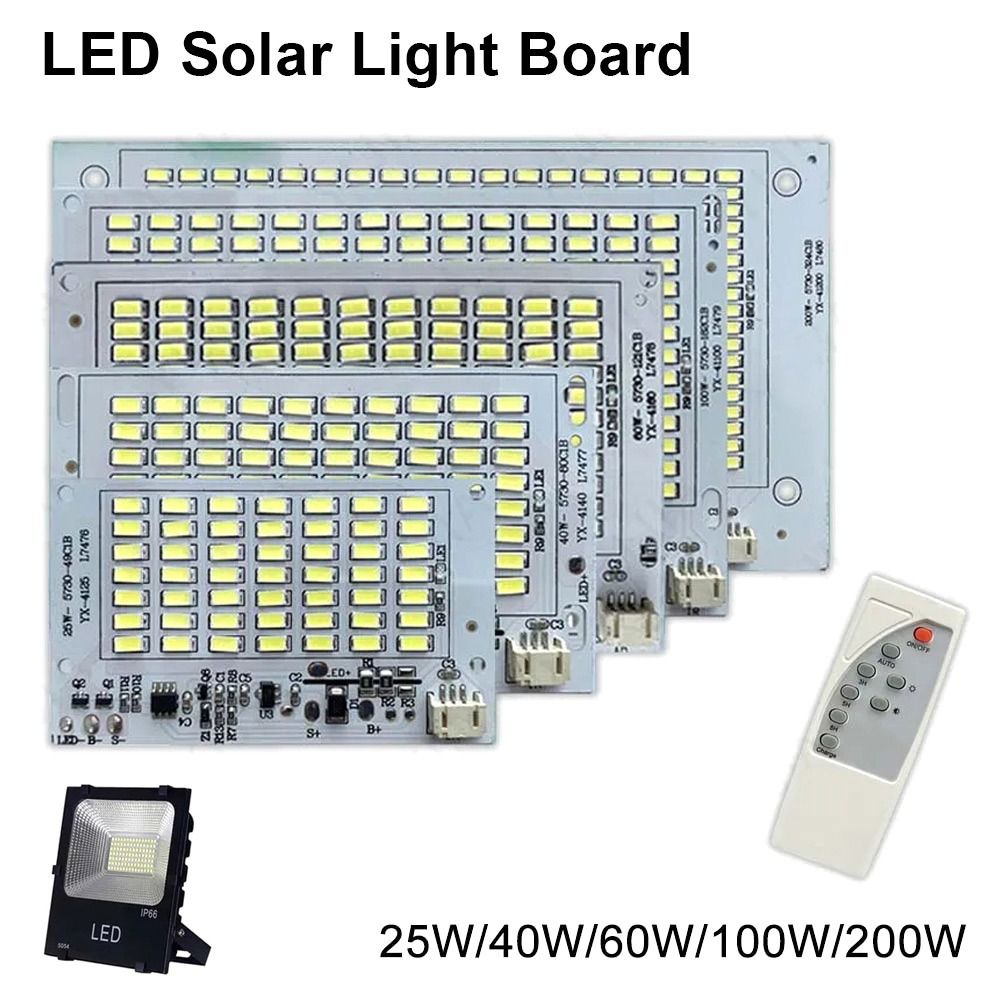 1Pcs New 25/40/60/100/250W LED Solar Light Board SMD5730 High Brightness Light Source Panel with Remote Controller White Light Remote Control Floodlight For Outdoor Garden Lamp