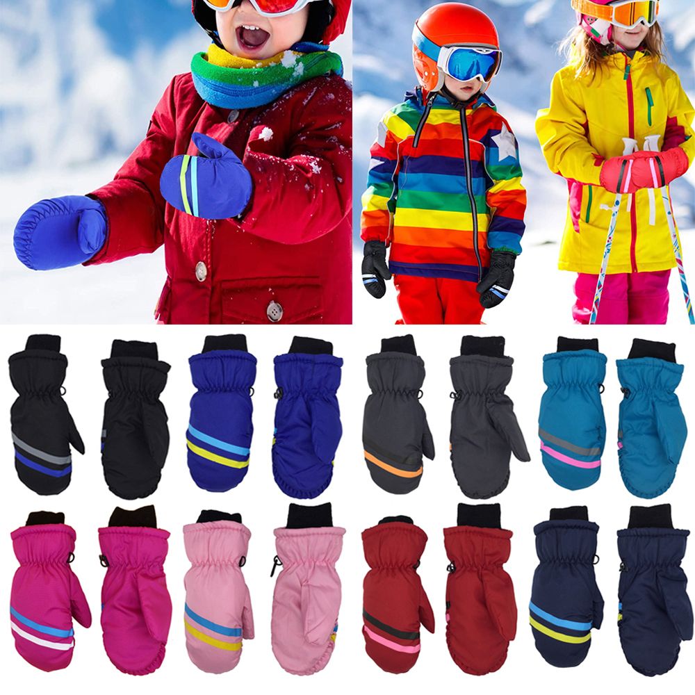 Non-slip Thicken Warm Winter Must Windproof Waterproof Outdoor Riding Children Ski Gloves Snow Snowboard Long-sleeved Mitten