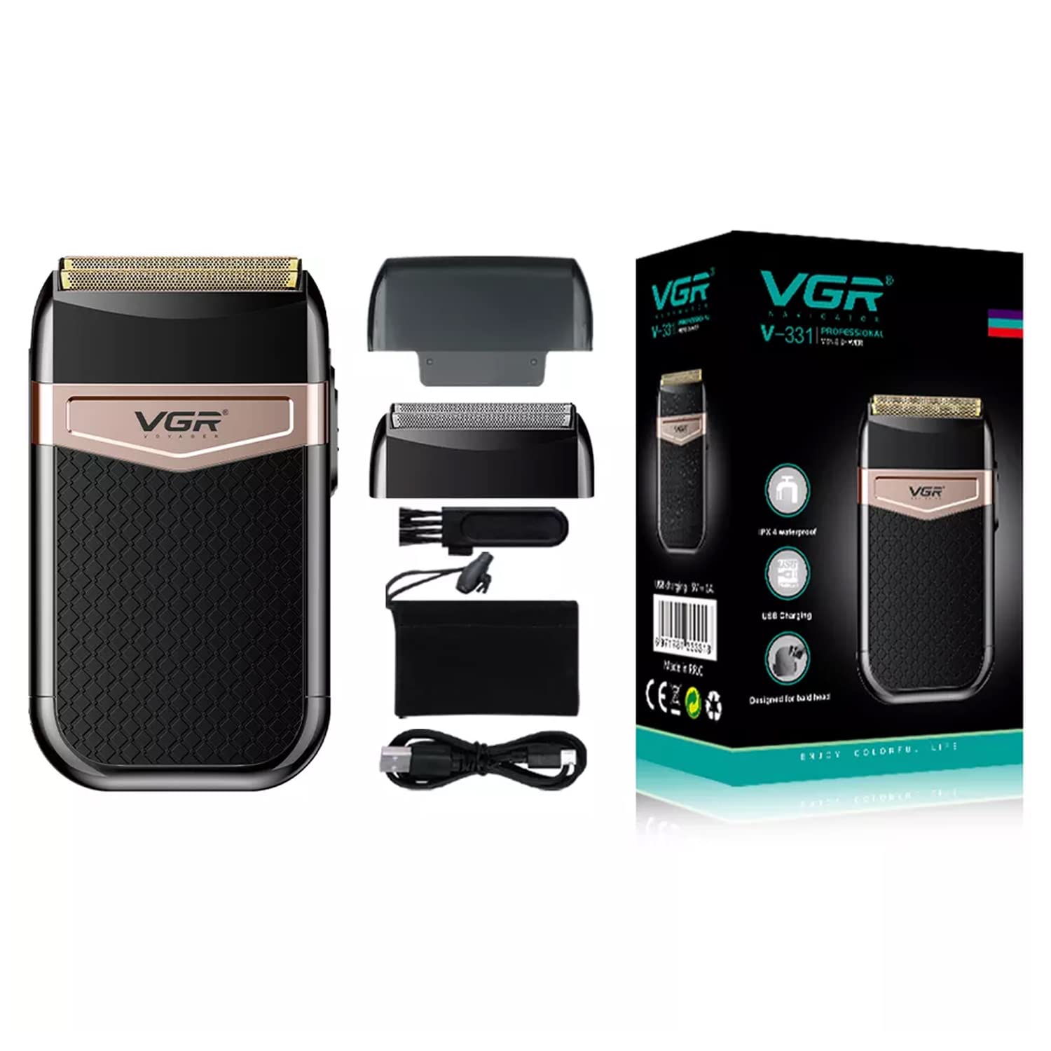 VGR V-331 Professional Men's Shaver IPX4 Fully Waterproof Rechargeable Shaver Runtime 50 minutes