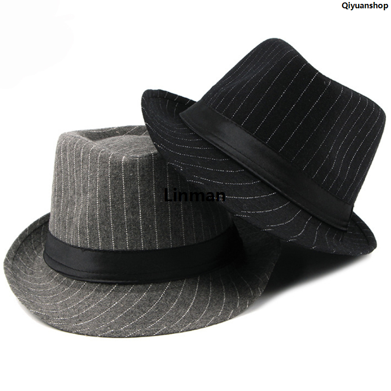 Linman QiyuanshopOriginal Formal Cap Derby Vintage Casual Stripes Classic Soft Hot SFifty percent discount elling Black Tweed Hat Eternal Grey English Cap Suitable for Occasion Vintage