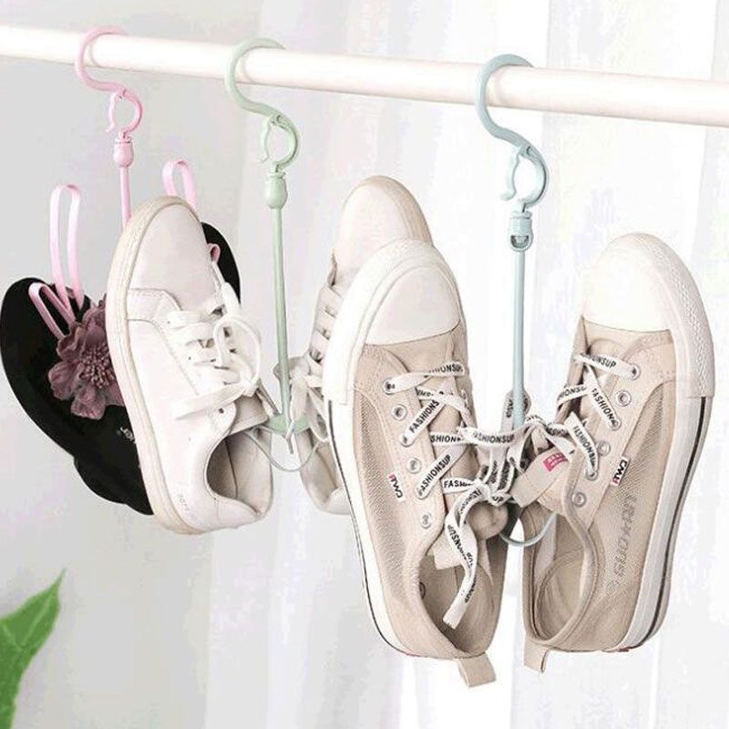 Creative Windproof Double Hook Shoe Drying Rack - Multi-Purpose Hanging Shoe Hanger for Balcony, Bathroom & Laundry
