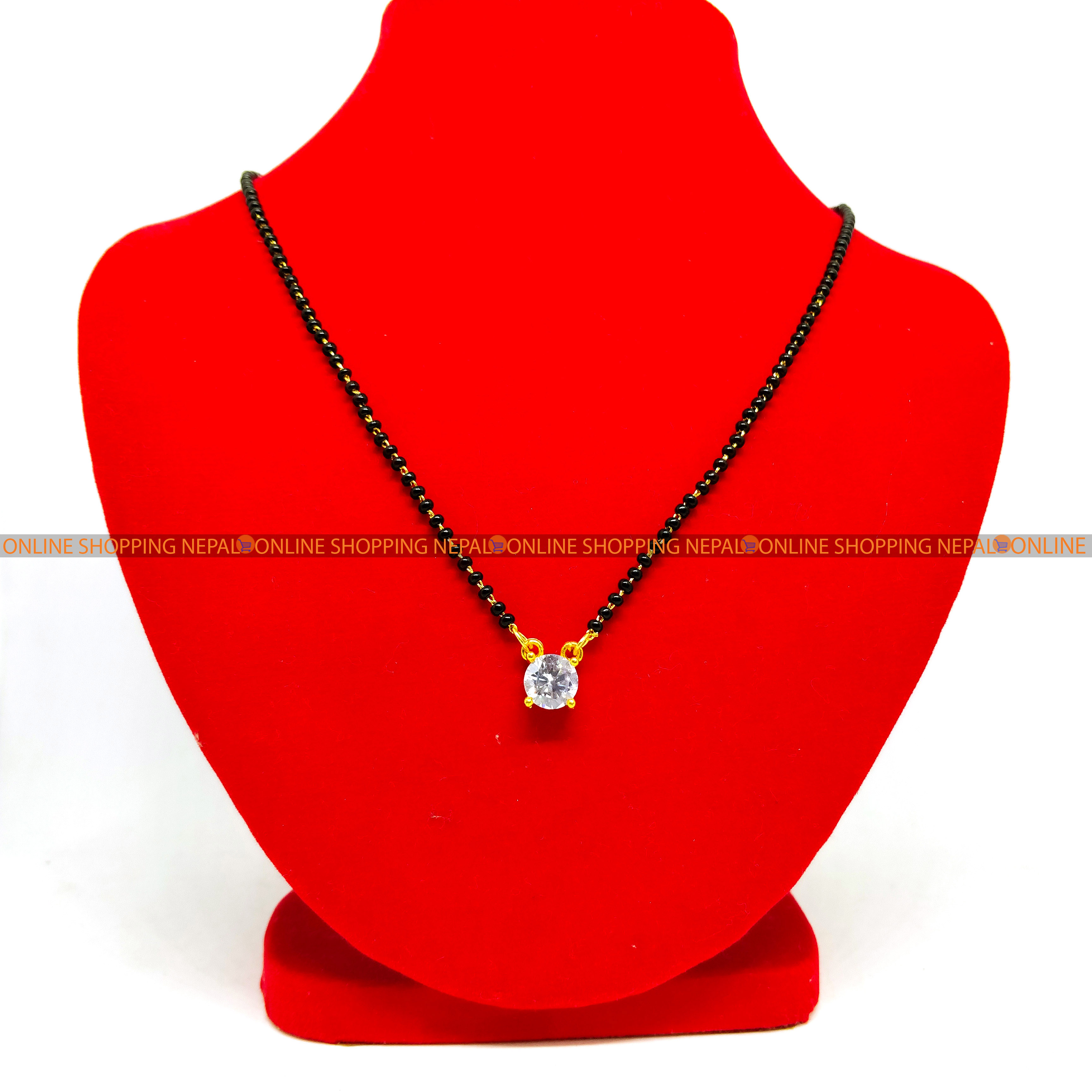 Gold Plated Black Beads Gold Design Panchadhatu Mangalsutra For Women