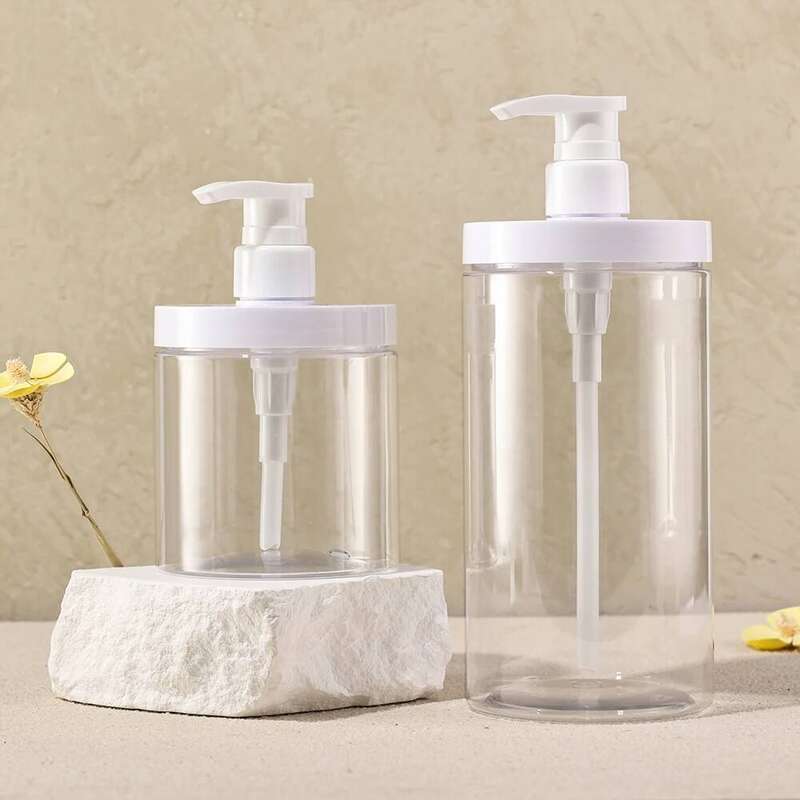 1pc 500ml/1000ml Pump Bottle Dispenser Plastic Bottles Wide Mouth Style Refillable Empty for Travel Shower Soap