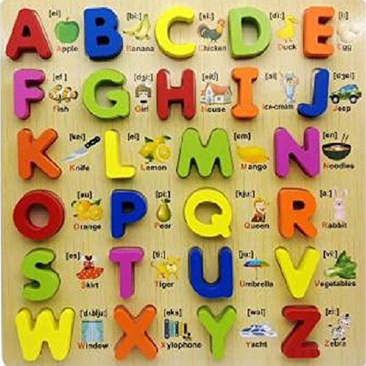 Wooden 3 pcs Puzzles Set - ABC, 123 & Shapes - For Babies | Puzzles