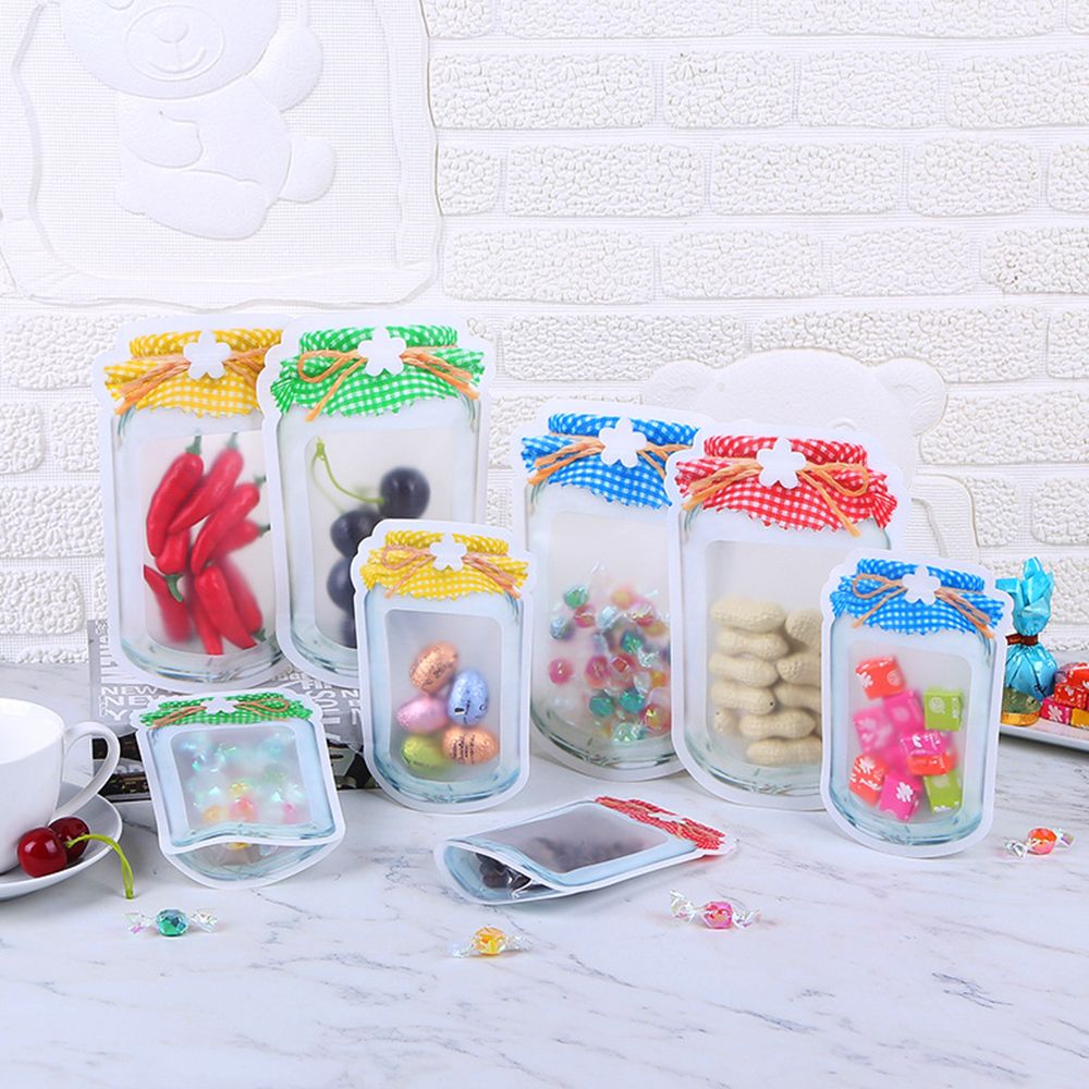 10Pcs Portable Festival Supplies Ziplock DIY Reusable Biscuits Snack Storage Organizer Candy Bag Mason Jar Bags Cookies Packaging