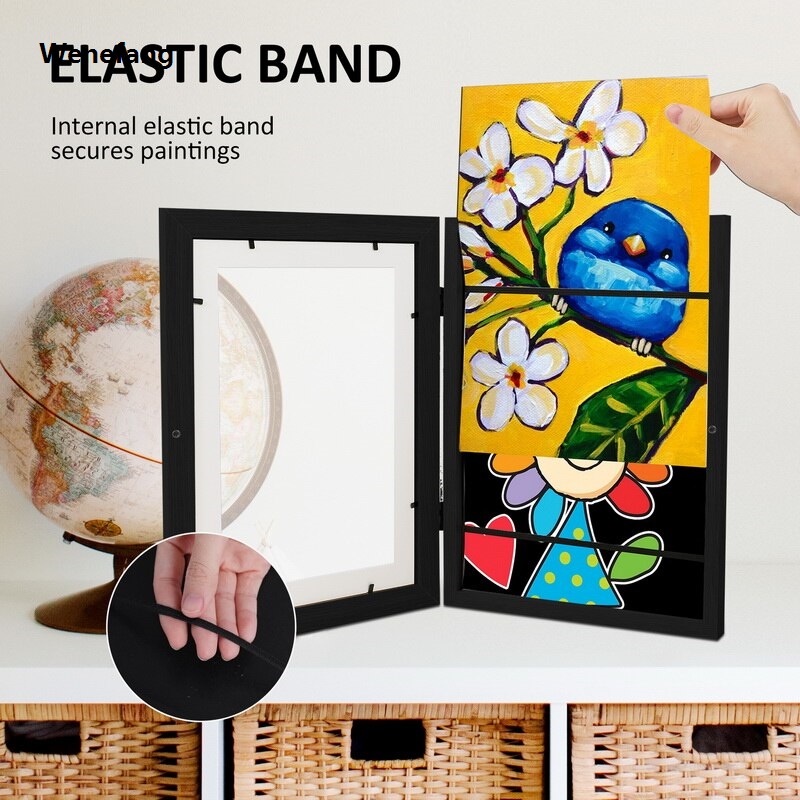 Wenefang Children Art Frames Magnetic Front Open Artwork Storage Rack For Poster Photo Drawing Paintings Pictures Display Gift