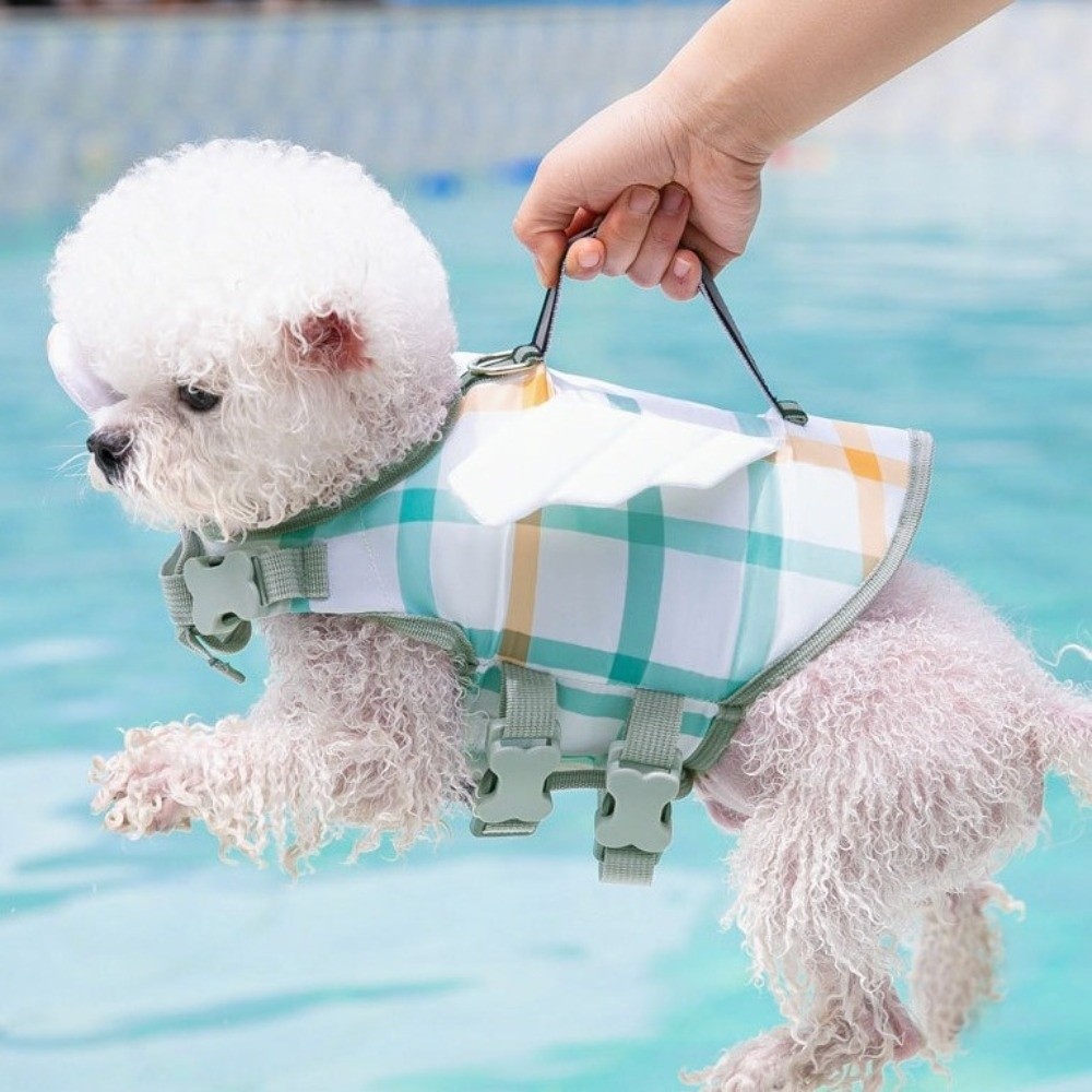 Practical Adjustable Dog Life Jacket Cartoon Bee/Dinosaur Shape Dog Swimsuit High Buoyancy Waterproof Pet Swim Vest Pool Party