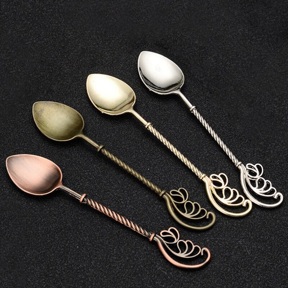 New Vintage Alloy Coffee Spoon Tableware High-quality Stirring Spoons Elegant Mirror polished Teaspoon