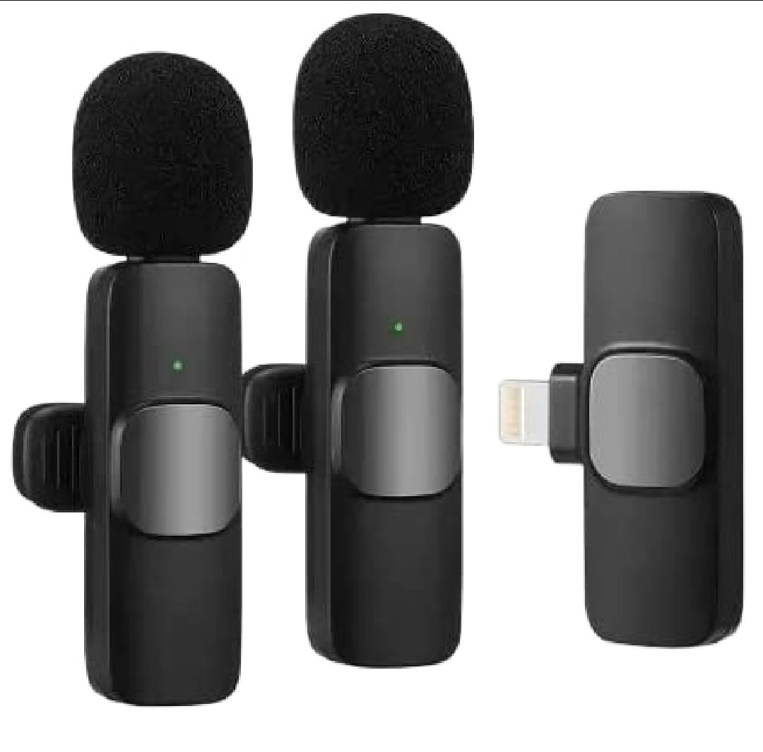 K9 Dual Wireless Collar Clip Professional Microphone For Live, Video, Sound Recorded Type-C & Iphone
