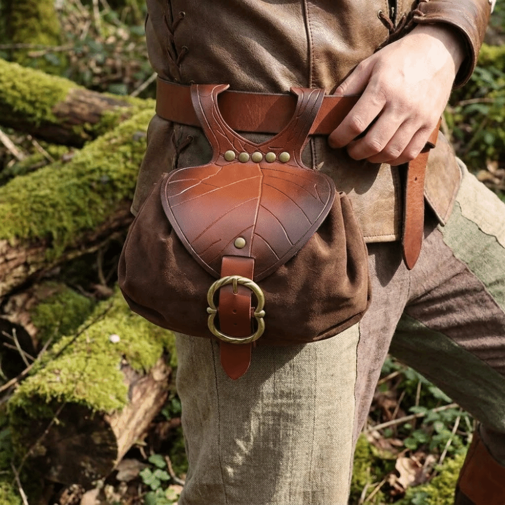Elf Leaf Design Soft PU Waist Belt Bag Waterproof Light Weight Soft Fanny Pack Leisure Drawstring Closure Portable Hanging Bag For Women