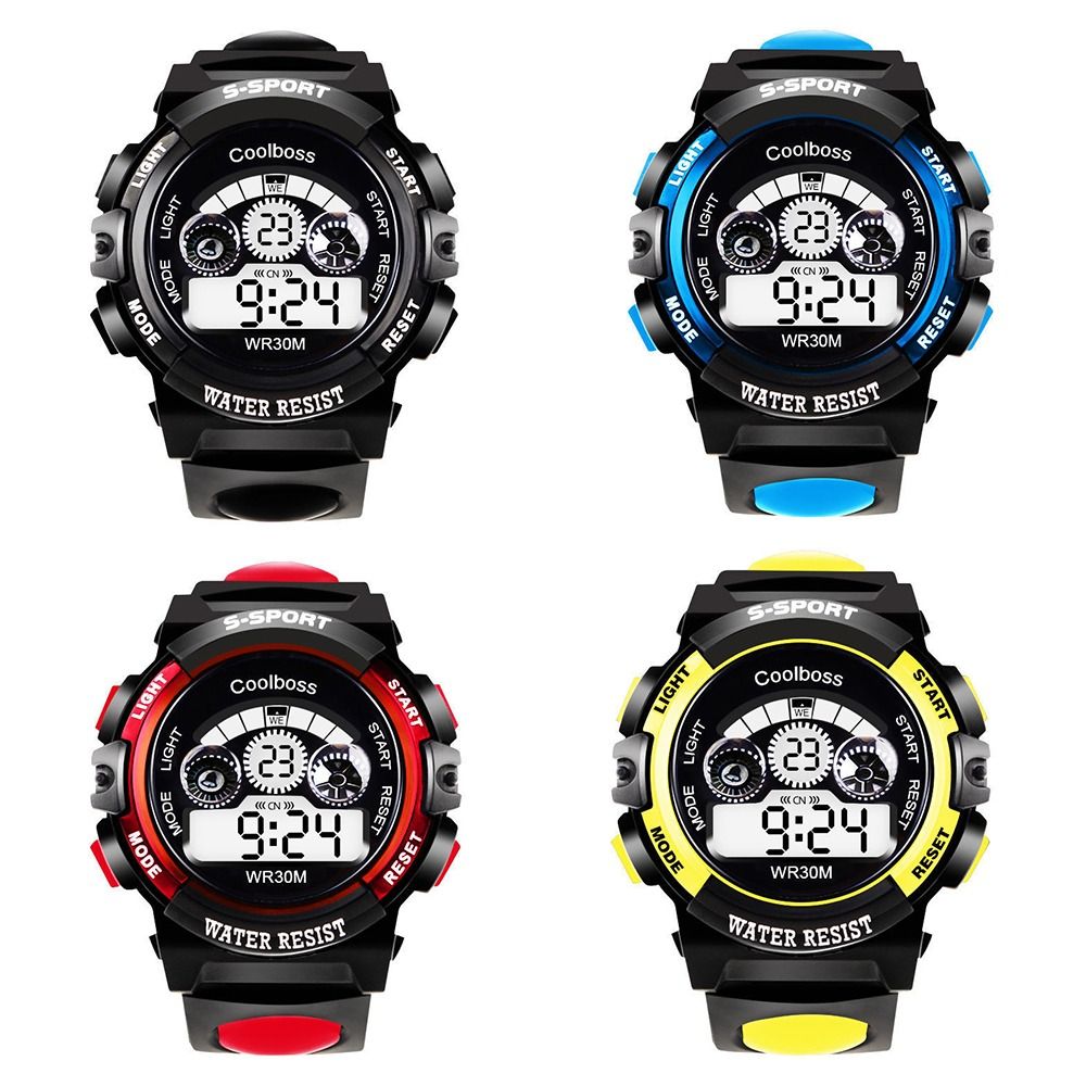 New Rubber Plastic Sport Wrist Watch Black Blue Red Yellow Adjustable Digital Watches LED Multi-function Boys Watches Unisex