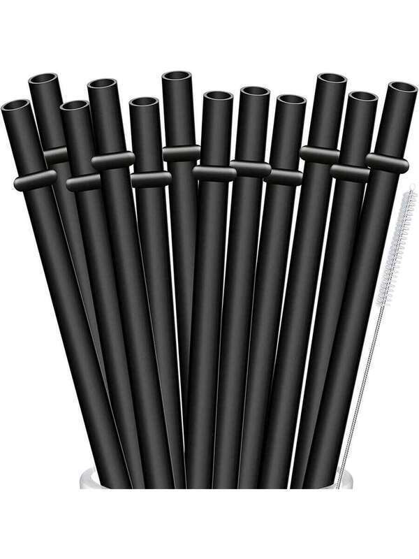 12pcs 13/10.5 Inch Extra Long Reusable Plastic Transparent Straws With 1pc Cleaning Brush, For 1 Gallon, 64oz, 40oz, 32oz Tumbler Cup Accessories Christmas Gift