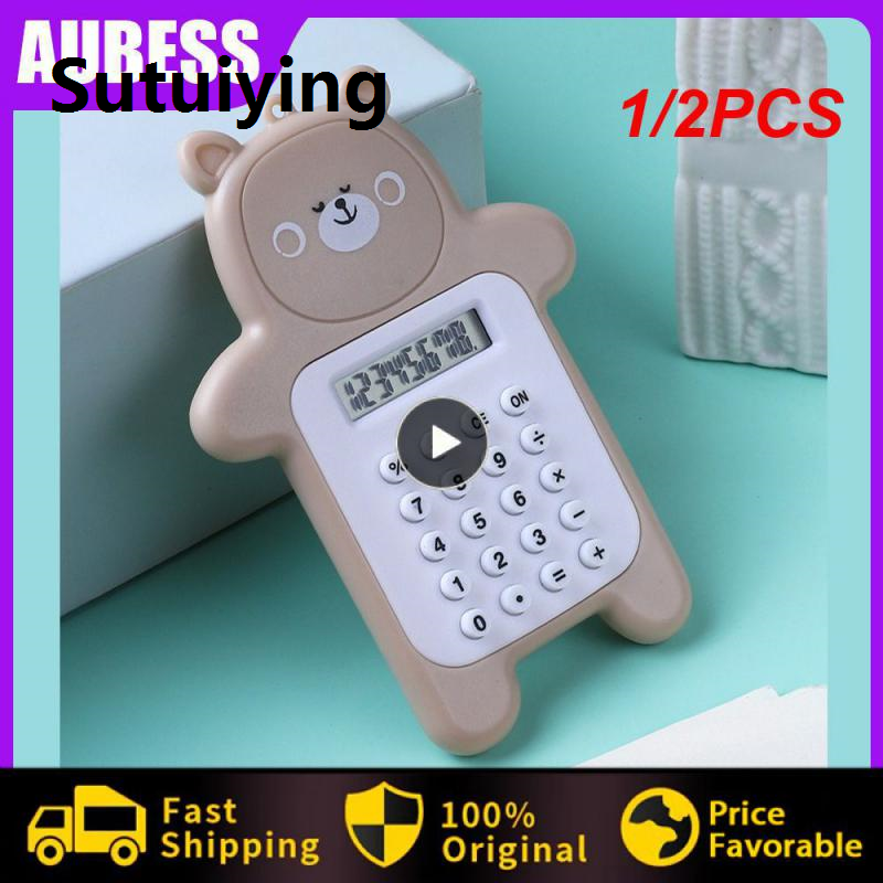 Sutuiying 1/2PCS Cartoon Cute Bear Calculator Korean Fashion Mini Portable Small Pupil Computer Office Electronics Supplies