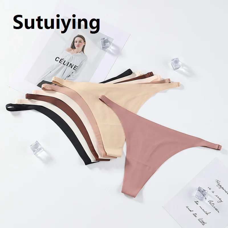 Sutuiying 1pcs New Fashion Women Panties Low Rise Breathable Ladies G-string Soft Comfortable Female Underwear Pink Thongs