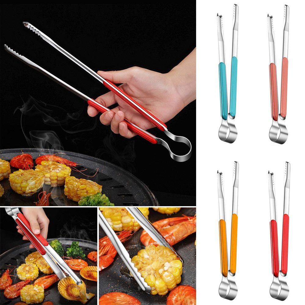 Multifunctional Stainless Steel Food Tongs Korean BBQ Meat Bun Toast Bread Clamp Buffet Clips Utensil Tong Cooking Tongs Kitchen Tools