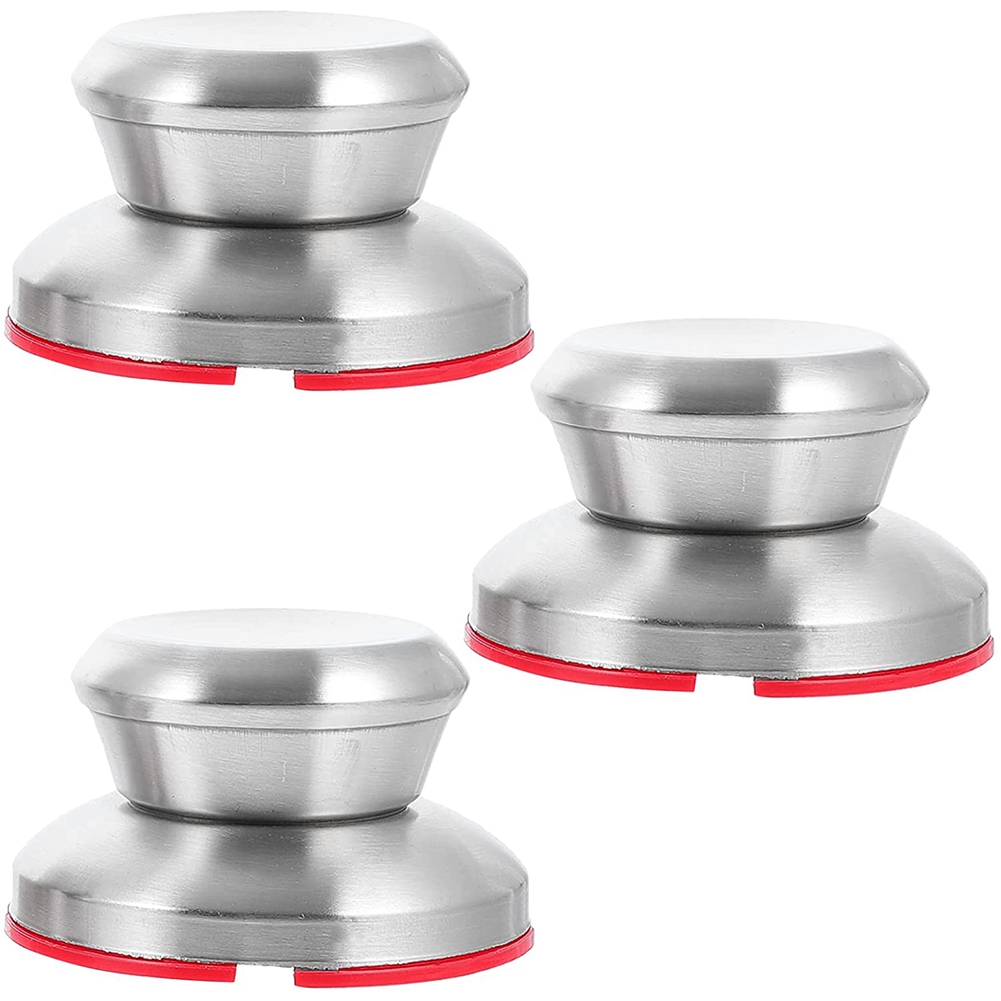 Spreeshop Universal Handle Knobs for Pans, Pots, Scald Protection, Replacement Lids Made of Stainless Steel, 3 Pieces