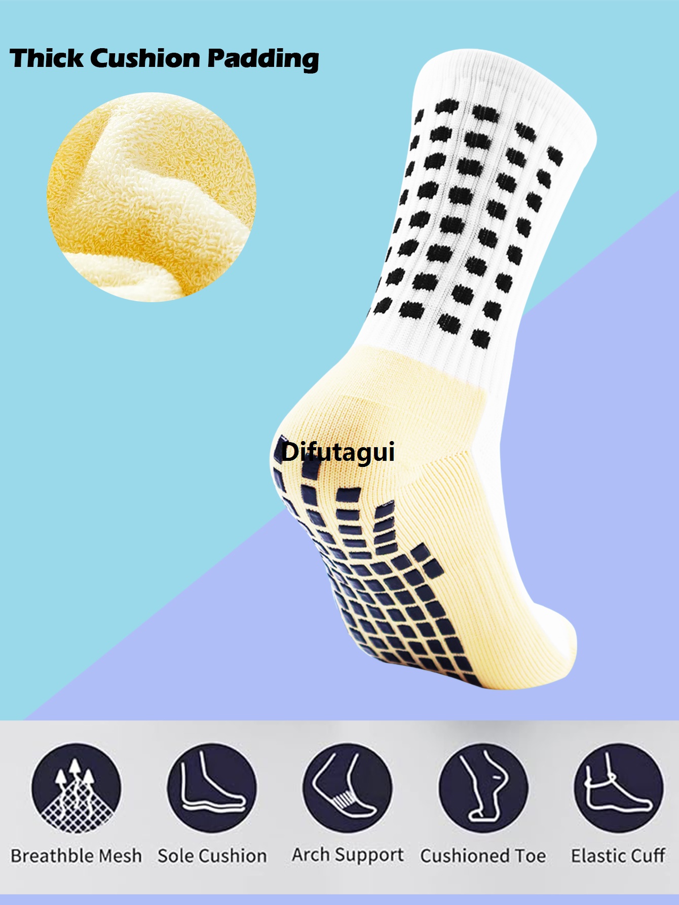 Difutagui 【2025 Version】 Set of leg guards for anti-slip, soccer basketball 2025 New leg socks 1 pack random men's Grip soccer and football, sports