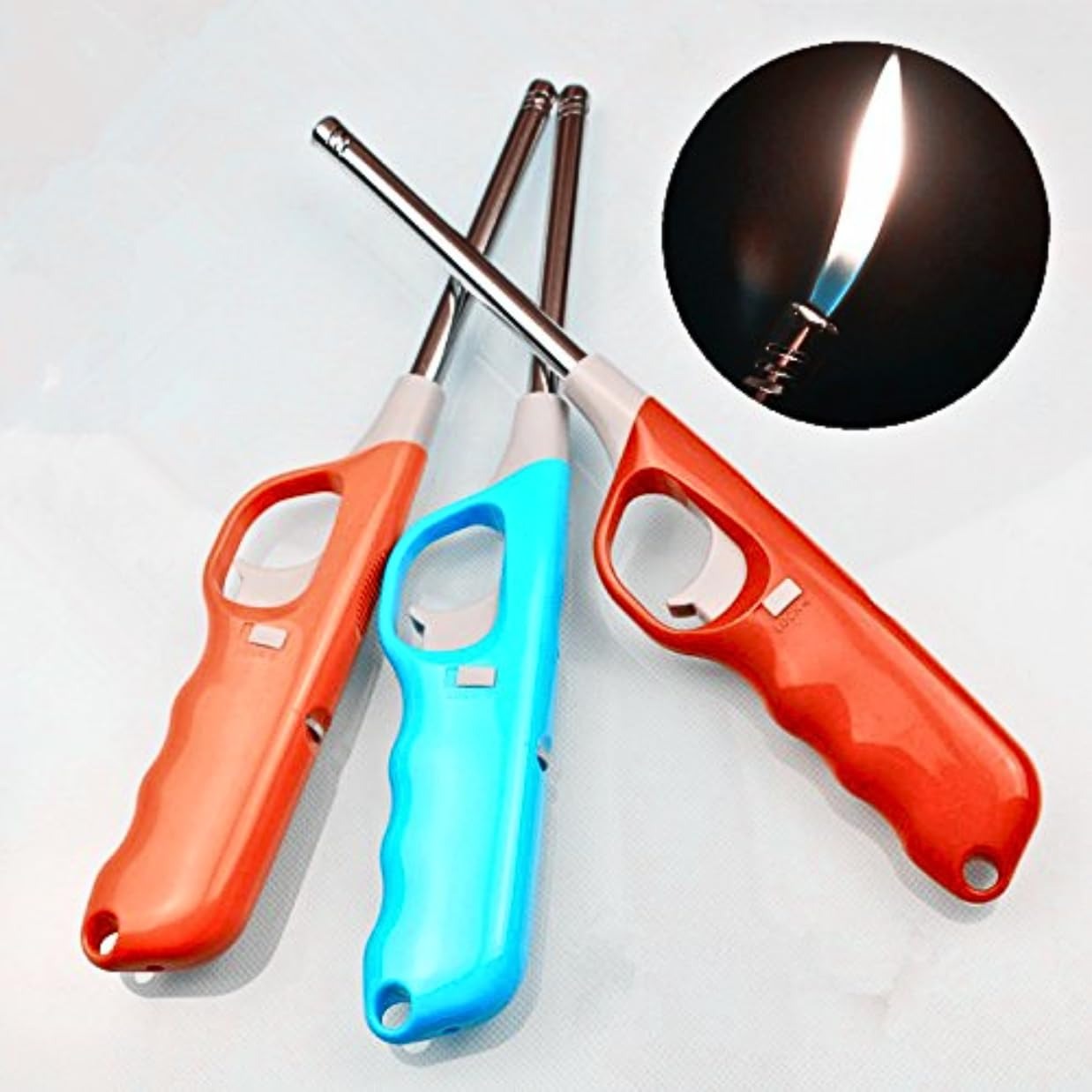 Adjustable Gun Shape And Refillable Steel Kitchen Gas Lighter Flame