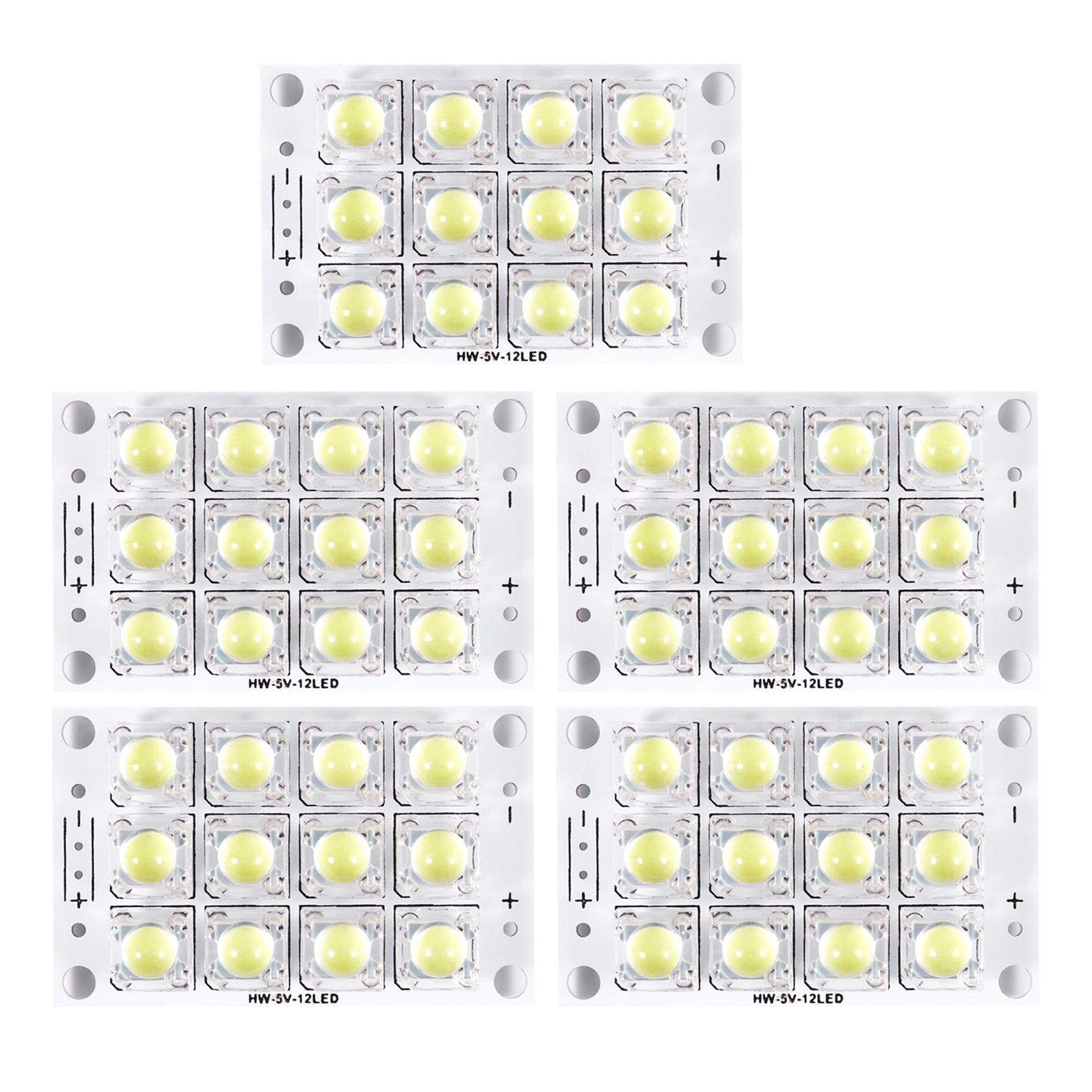 fasdaga 5X New DC 3V 5V 12 LED Super Bright White Piranha LED Circuit Board LED Lights Light Yacht