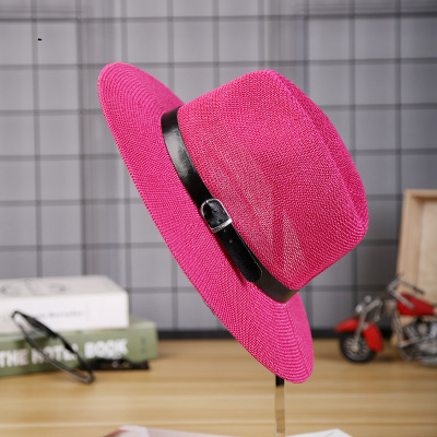 Wenefang 【Heartbeat Girl Store】2018 NEW hat Men Fedora Hats with Belt Vintage Women Caps summer Fedora UV Hat Hat Women felt