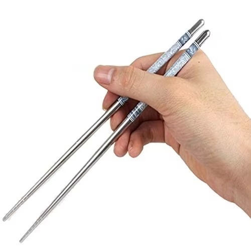 5 Pair Reusable Stainless Steel Chopsticks Set | Non-Slip Printed Chopsticks | Durable & Eco-Friendly Dining Chopsticks