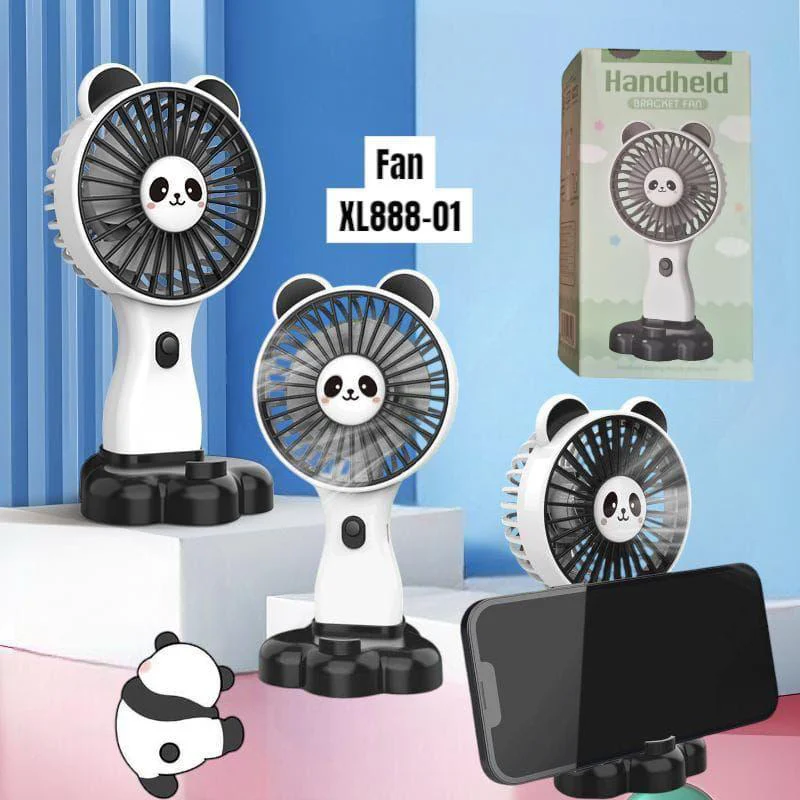 Endzone Mini Handheld Fan | Cute Black Panda USB Rechargeable Portable Pocket Fan | 3-Speed Powerful Small Personal Travel Fan for Kids, Women, Outdoor Sports, & Indoor Cooling