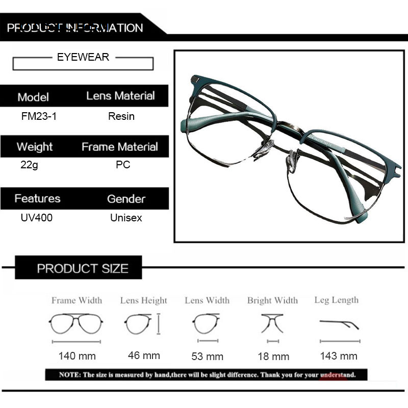DISICHEN Portable YOOSKE 2024 New Full Half Frame Myopia Eyeglass Frame Men's Women's Adjustable Degree Lens Glasses Optical Computer Transparent