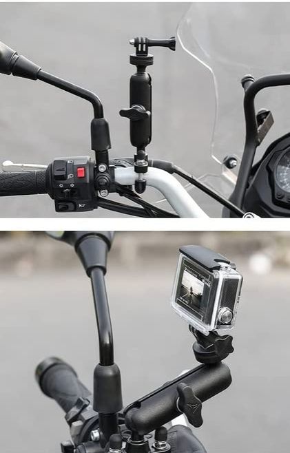Action Camera Aluminium Alloy Holder Compatible With Gopro Bike Mount With Two 360° Rotational Angle For Bike Motorcycle And Bicycle (Handlebar Attachment)