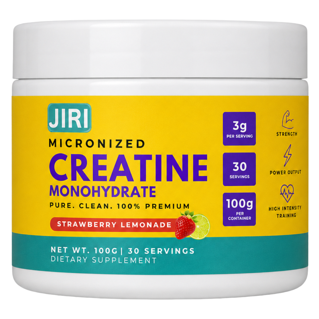 Jiri Nutrition Creatine Monohydrate Strawberry Lemonade 100g Micronized Creatine Lab Tested Strength Power Performance & Recovery