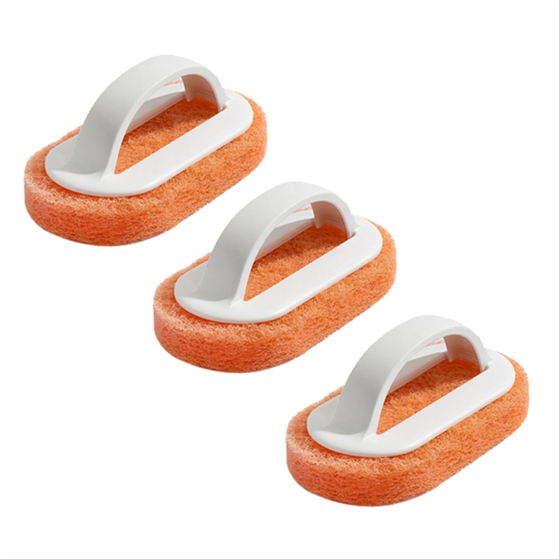 3X Kitchen Cleaning Bathroom Toilet Glass Wall Cleaning Bath Brush Plastic Handle Sponge Bath Bottom Bath Brush A