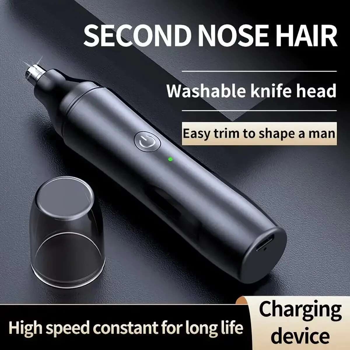 1pc Black Electric Nose Hair Trimmer For Men And Women Available With Low Noise Torque High Speed Motor Washable