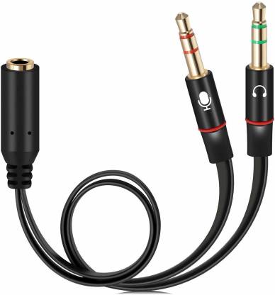 3.5mm Female to 2 Male Gold Plated Headphone Mic Audio Y Splitter Flat Cable