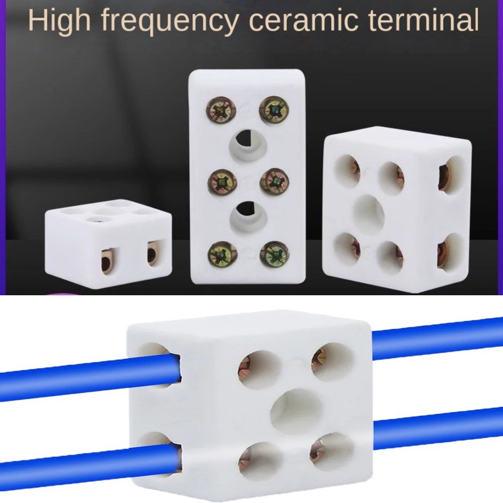 Ceramic Connector 1 In 1 Out Ceramic Wiring Terminal Block High-temperature Resistant 2 In 2 Out Screw Wire Connector Terminals 250V Copper Ceramic Terminal Post