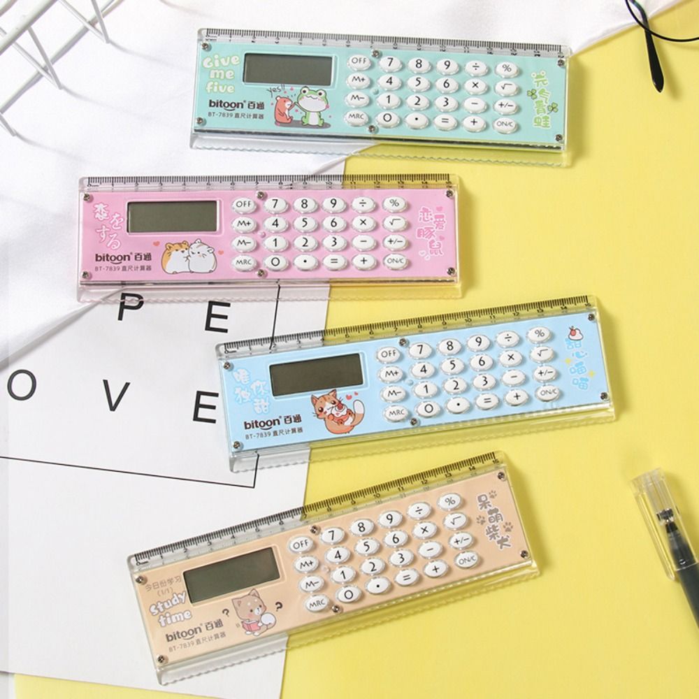 High Quality 2-in-1 Calculator Ruler 15CM with 8 Digit Calculator Straight Ruler Dual-use Straightedge School Office