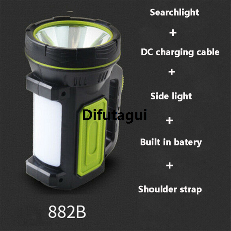 Difutagui LED Strong Searchlight Flashlight Portable Hand Lamp Rechargeable Profesional 2 Lighting Modes Emergency Hiking Camping Energe Saving Torch