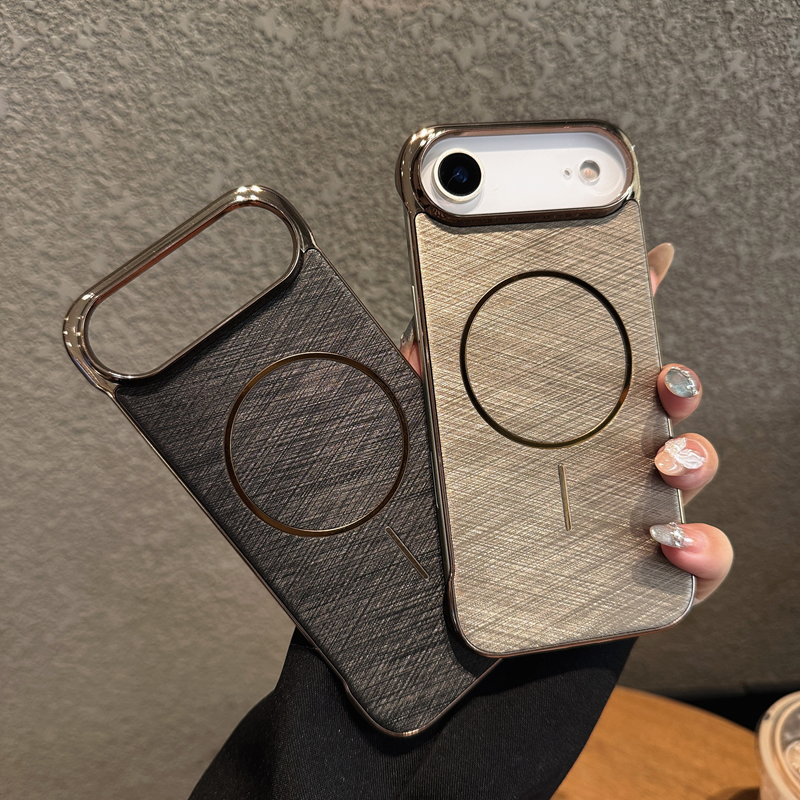 HODON Fashion Gold Wire Pattern Phone Case For iPhone 17 Pro Max 17 Air Slim Plating Frameless Magnetic Cover