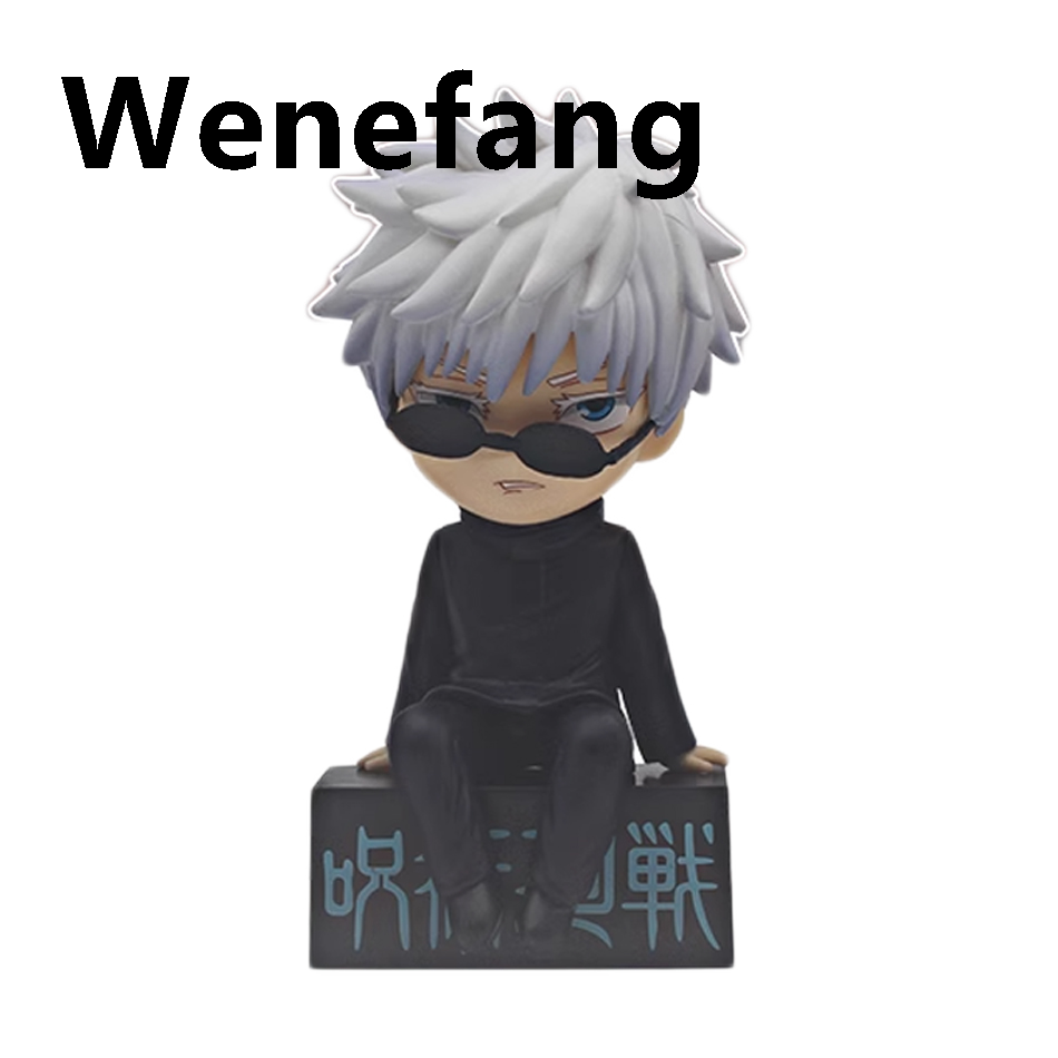 Wenefang 11cm Jujutsu Kaisen Anime Figure Q Version Sitting Satoru Gojo Action Figure Itadori Yuji Figurine Car Ornaments Model Doll Toys