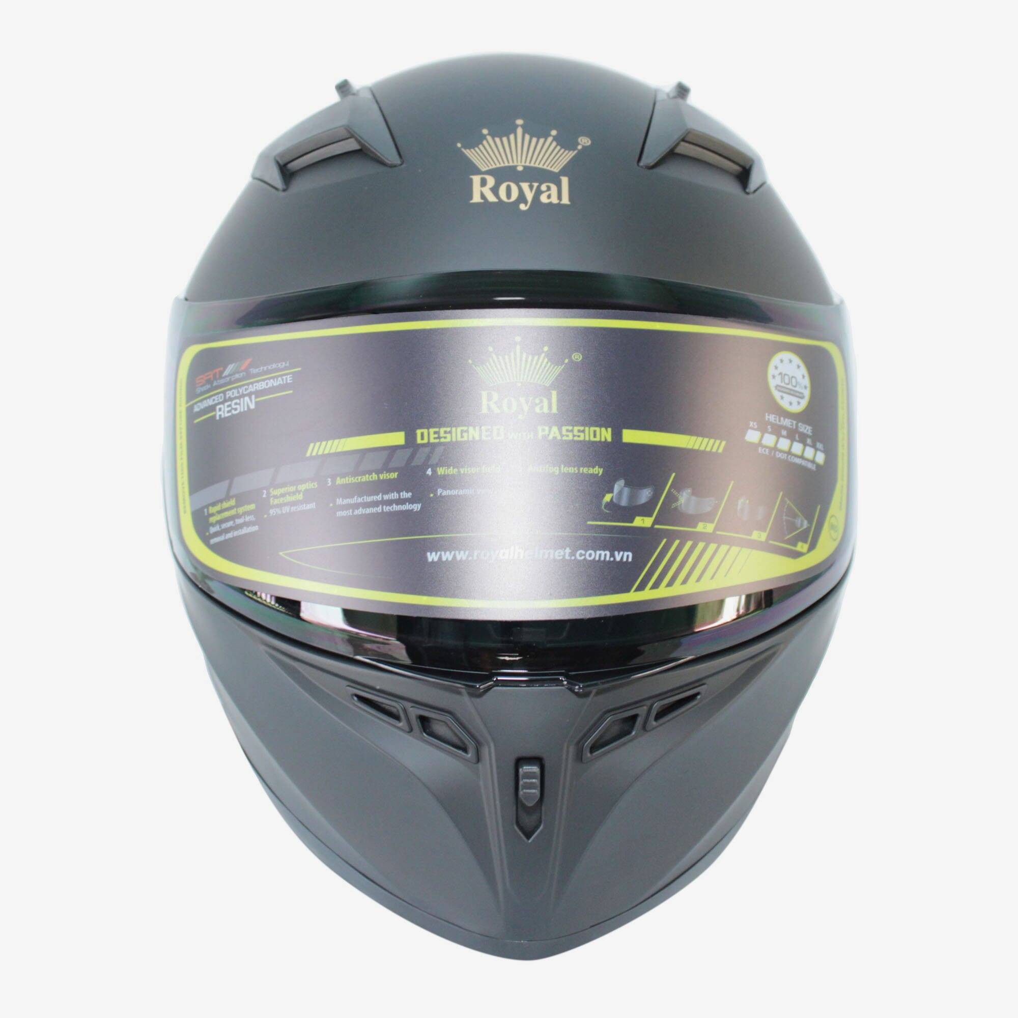 Matt Black Royal Single Visor Helmet For Bike