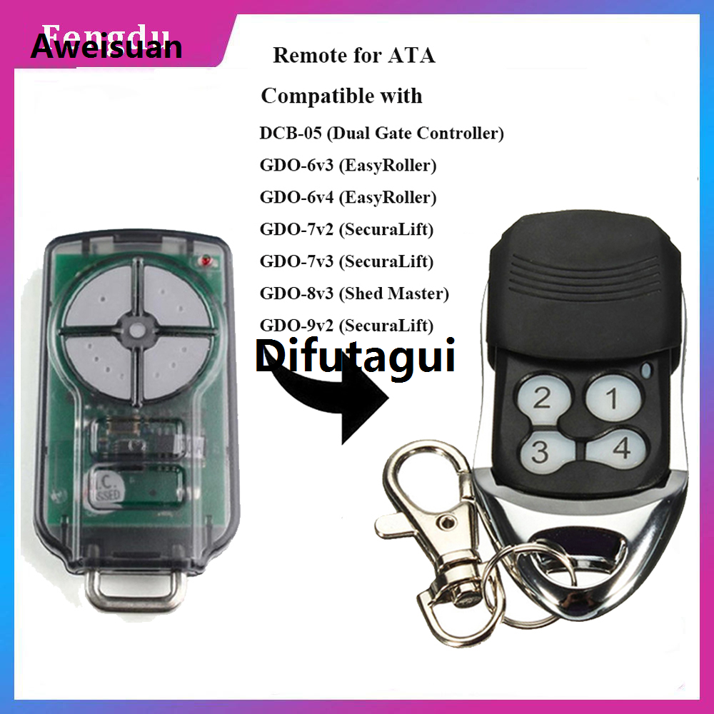 Aweisuan 2025 New Remote Control For Gate Garage Door Commands For ATA PTX5 PTX2 BND TRITRAN Universal Remote Control