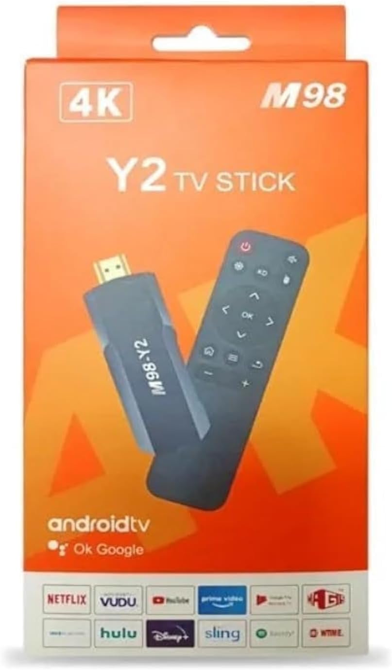 Y2 Smart TV Stick M98 Android 2.4G 5G WiFi Google Assistant Chromecast Netflix 3D (Black)