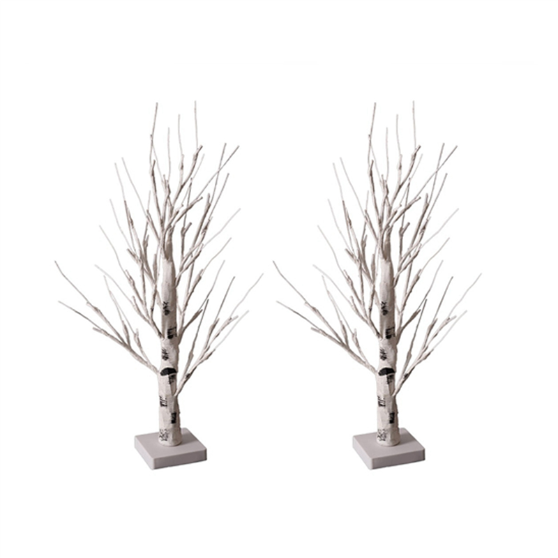 JINMY 2X Tabletop Tree, White Tree with LED Lights, Warm White Small Tree Lights Battery Powered Timer, Lighted Tree